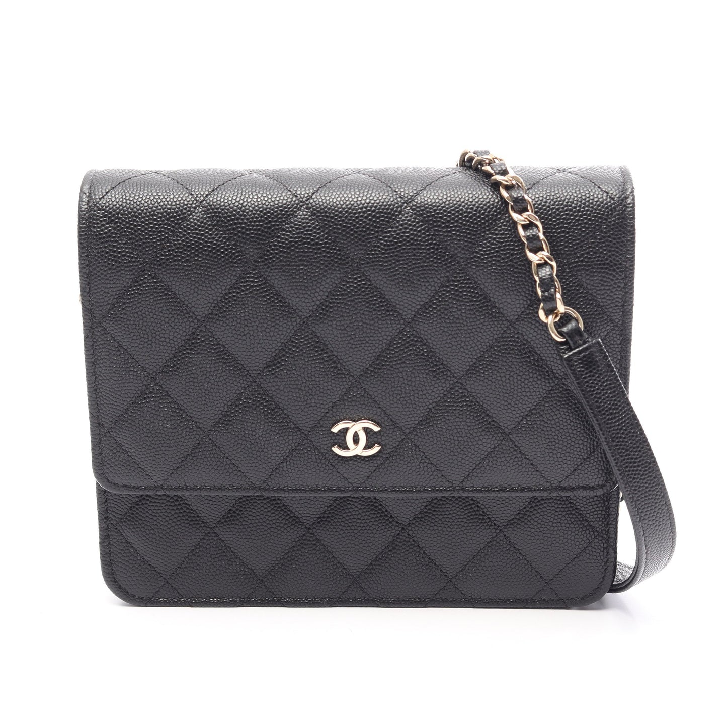 マトラッセ チェーンウォレット キャビアスキン ブラック ゴールド金具 シャネル