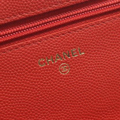 マトラッセ ループハンドル 2WAY チェーンウォレット キャビアスキン レッド ゴールド金具 シャネル バッグ CHANEL