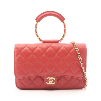 マトラッセ ループハンドル 2WAY チェーンウォレット キャビアスキン レッド ゴールド金具 シャネル バッグ CHANEL