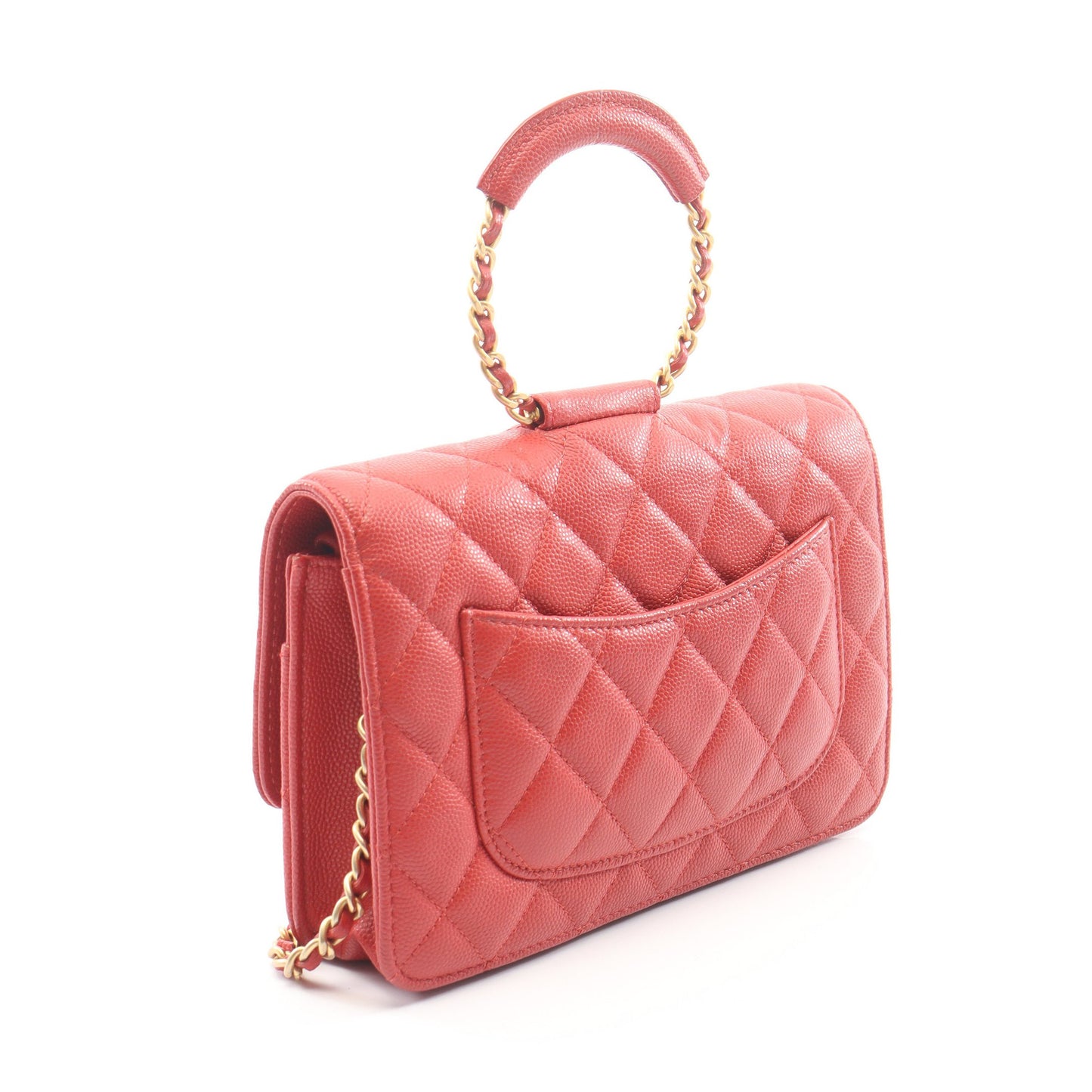 マトラッセ ループハンドル 2WAY チェーンウォレット キャビアスキン レッド ゴールド金具 シャネル バッグ CHANEL