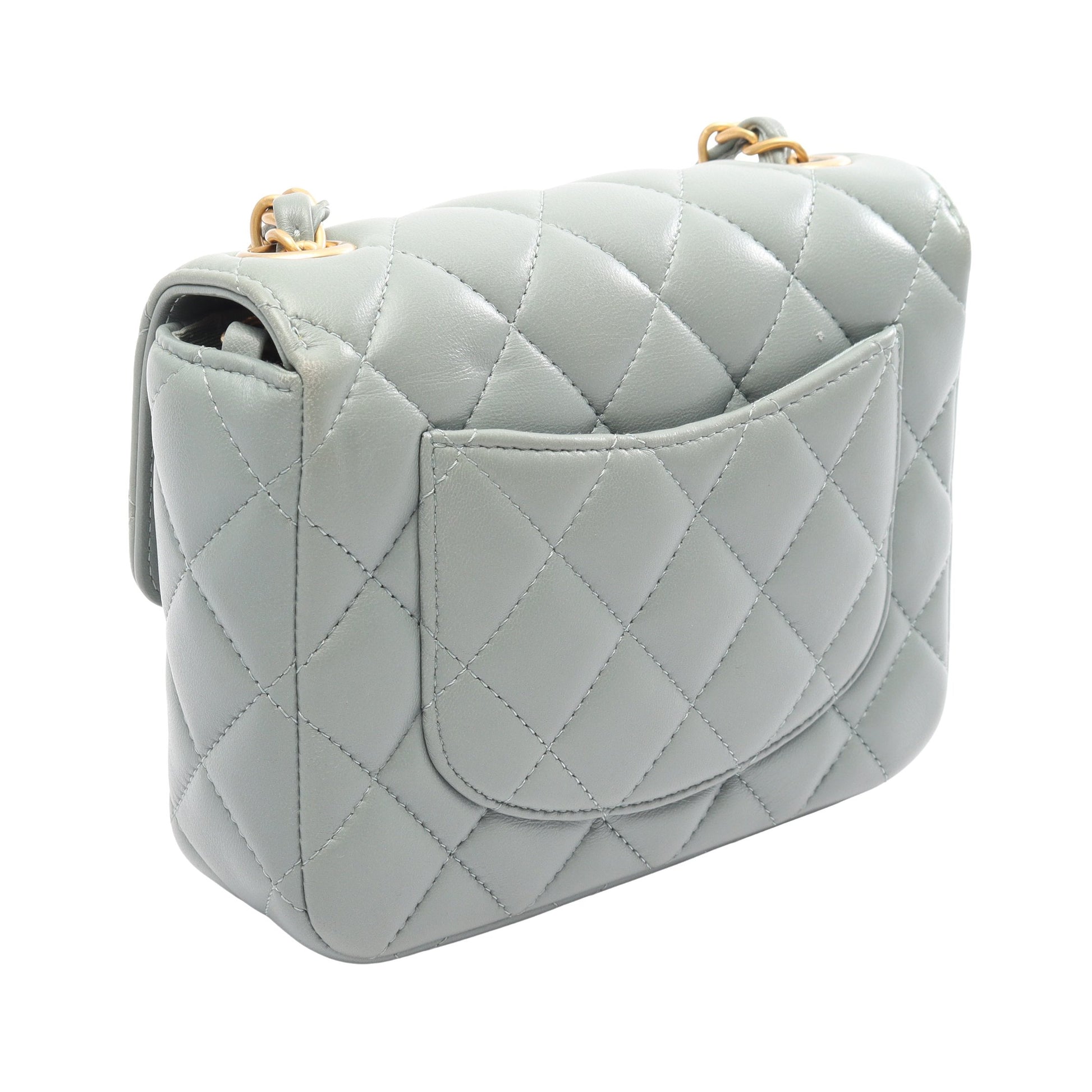 ミニマトラッセ チェーンショルダーバッグ ラムスキン ライトグリーン ゴールド金具 シャネル バッグ CHANEL