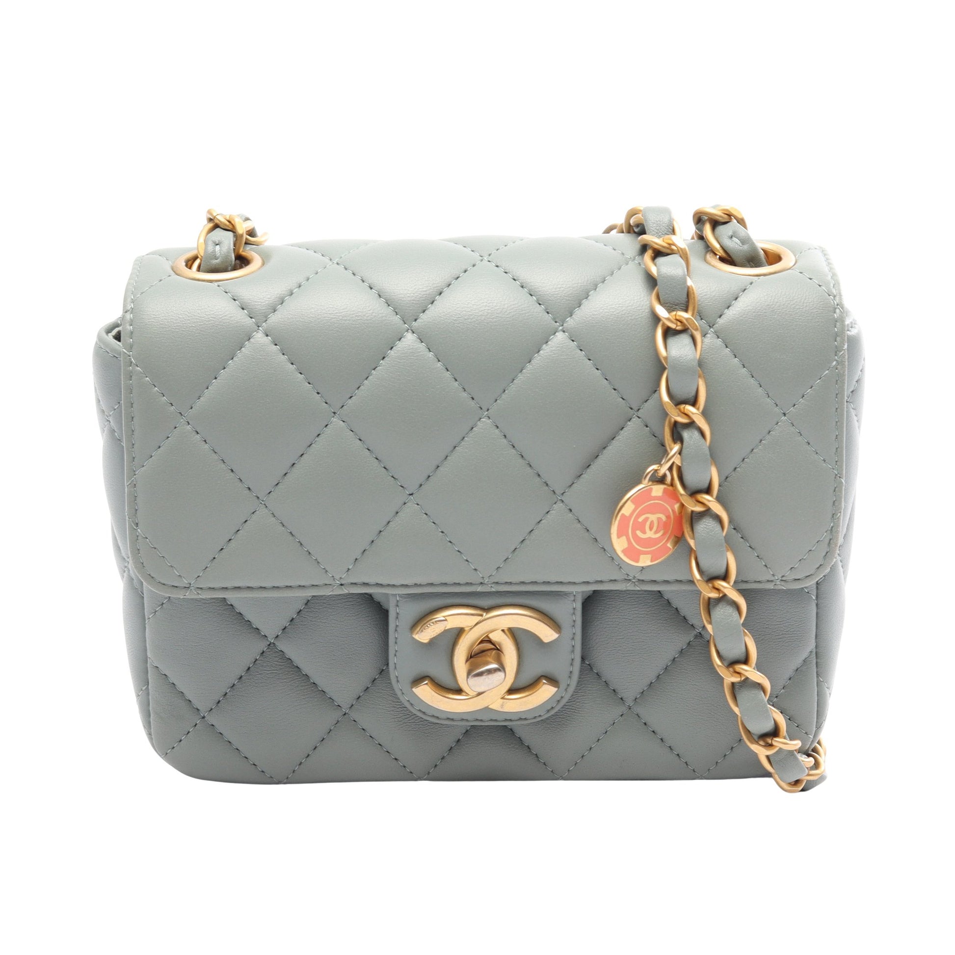 ミニマトラッセ チェーンショルダーバッグ ラムスキン ライトグリーン ゴールド金具 シャネル バッグ CHANEL