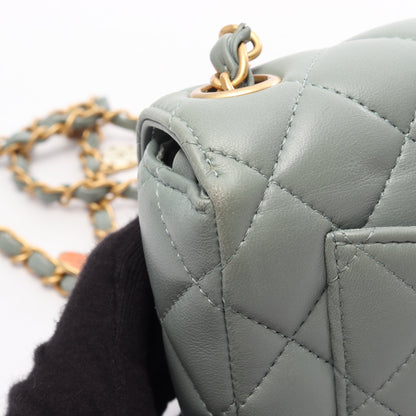 ミニマトラッセ チェーンショルダーバッグ ラムスキン ライトグリーン ゴールド金具 シャネル バッグ CHANEL