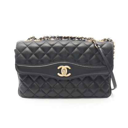 マトラッセ チェーンショルダーバッグ ラムスキン ブラック ゴールド金具 シャネル バッグ CHANEL