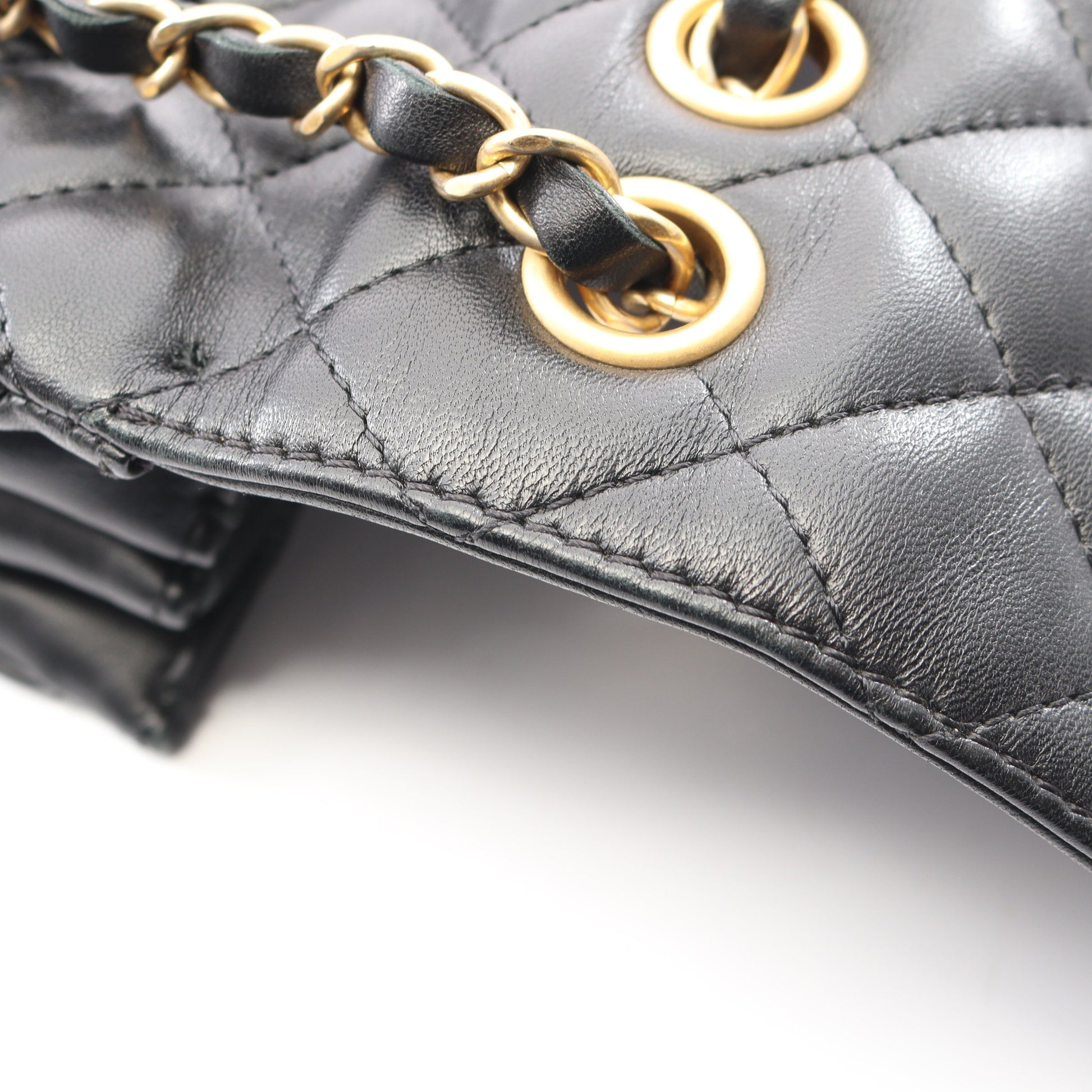 マトラッセ チェーンショルダーバッグ ラムスキン ブラック ゴールド金具 シャネル バッグ CHANEL