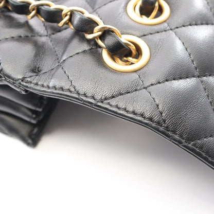 マトラッセ チェーンショルダーバッグ ラムスキン ブラック ゴールド金具 シャネル バッグ CHANEL