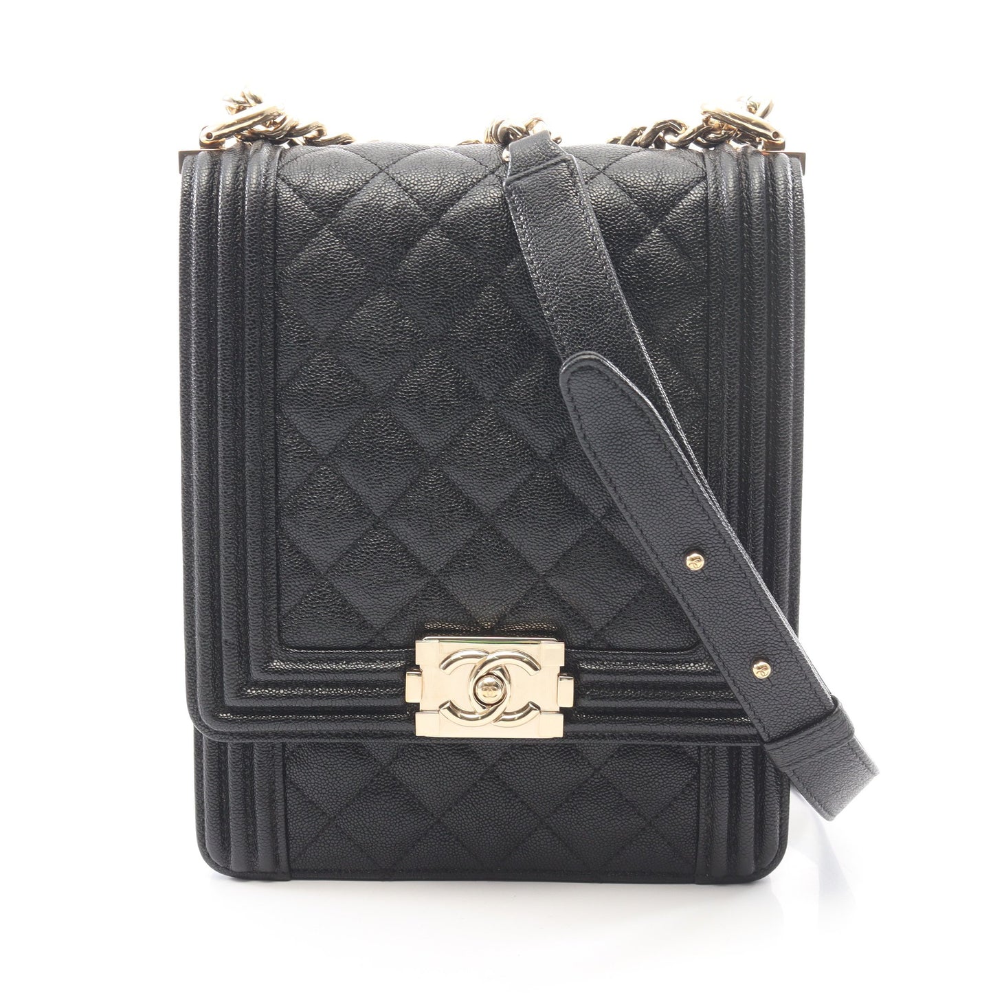 ボーイシャネル マトラッセ チェーンショルダーバッグ キャビアスキン ブラック ゴールド金具 シャネル バッグ CHANEL