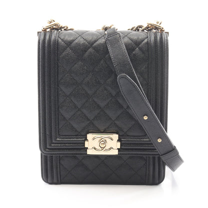 ボーイシャネル マトラッセ チェーンショルダーバッグ キャビアスキン ブラック ゴールド金具 シャネル バッグ CHANEL