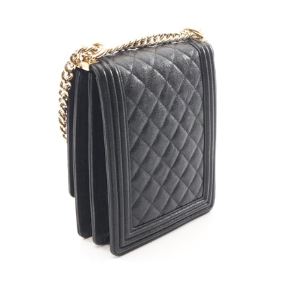 ボーイシャネル マトラッセ チェーンショルダーバッグ キャビアスキン ブラック ゴールド金具 シャネル バッグ CHANEL
