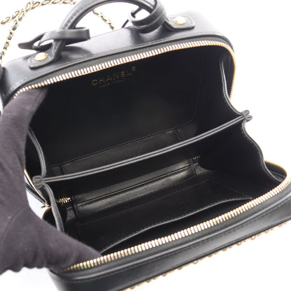 CCフィリグリー スモール バニティバッグ 2WAY チェーンショルダーバッグ ラムスキン ブラック ゴールド金具 シャネル バッグ CHANEL