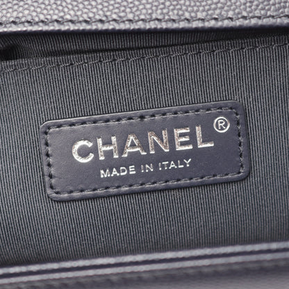 ボーイシャネル チェーンショルダーバッグ キャビアスキン ネイビー シルバー金具 シャネル