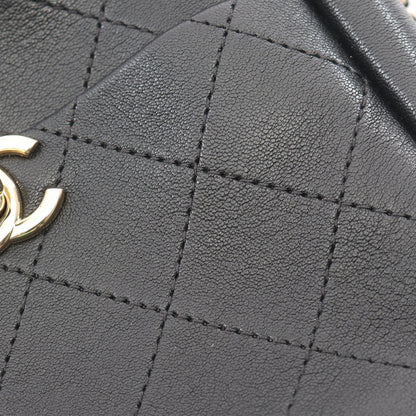 マトラッセ スモール チェーンショルダーバッグ ラムスキン ブラック ゴールド金具 シャネル バッグ CHANEL