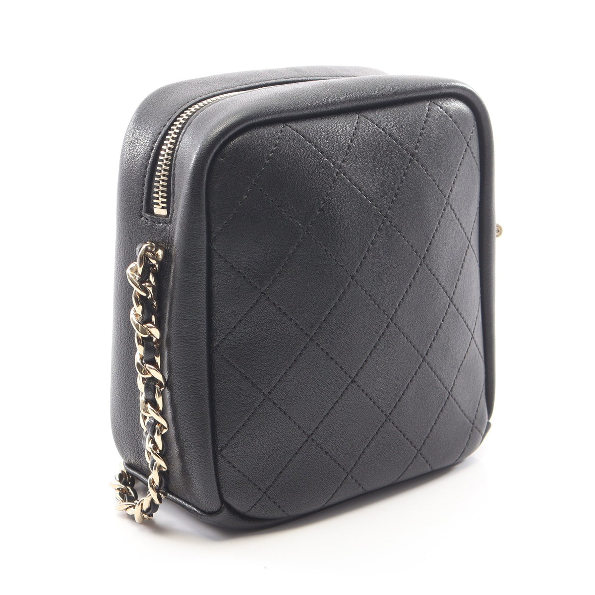 マトラッセ スモール チェーンショルダーバッグ ラムスキン ブラック ゴールド金具 シャネル バッグ CHANEL