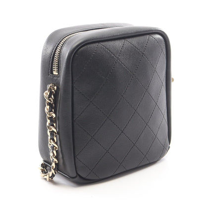 マトラッセ スモール チェーンショルダーバッグ ラムスキン ブラック ゴールド金具 シャネル バッグ CHANEL