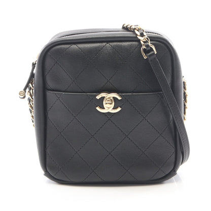 マトラッセ スモール チェーンショルダーバッグ ラムスキン ブラック ゴールド金具 シャネル バッグ CHANEL