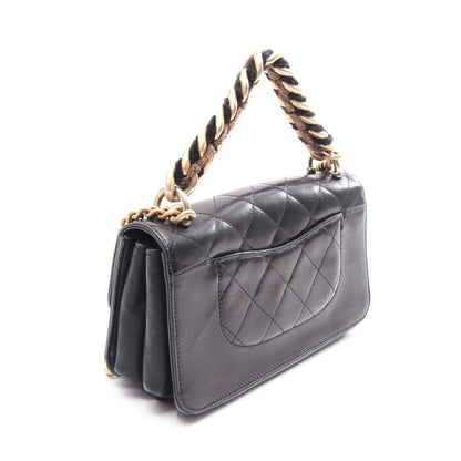 マトラッセ 2WAY チェーンショルダーバッグ レザー ブラック ゴールド金具 シャネル