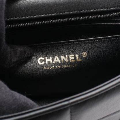 チョコバー ミニフラップ チェーンショルダーバッグ ラムスキン ブラック ゴールド金具 シャネル