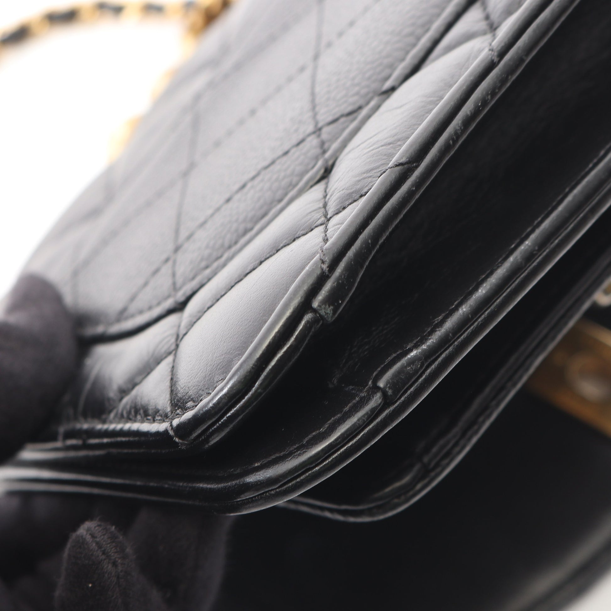 マトラッセ 2WAY チェーンショルダーバッグ レザー キャビアスキン ブラック ゴールド金具 シャネル バッグ CHANEL