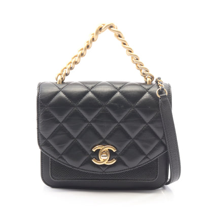 マトラッセ 2WAY チェーンショルダーバッグ レザー キャビアスキン ブラック ゴールド金具 シャネル バッグ CHANEL