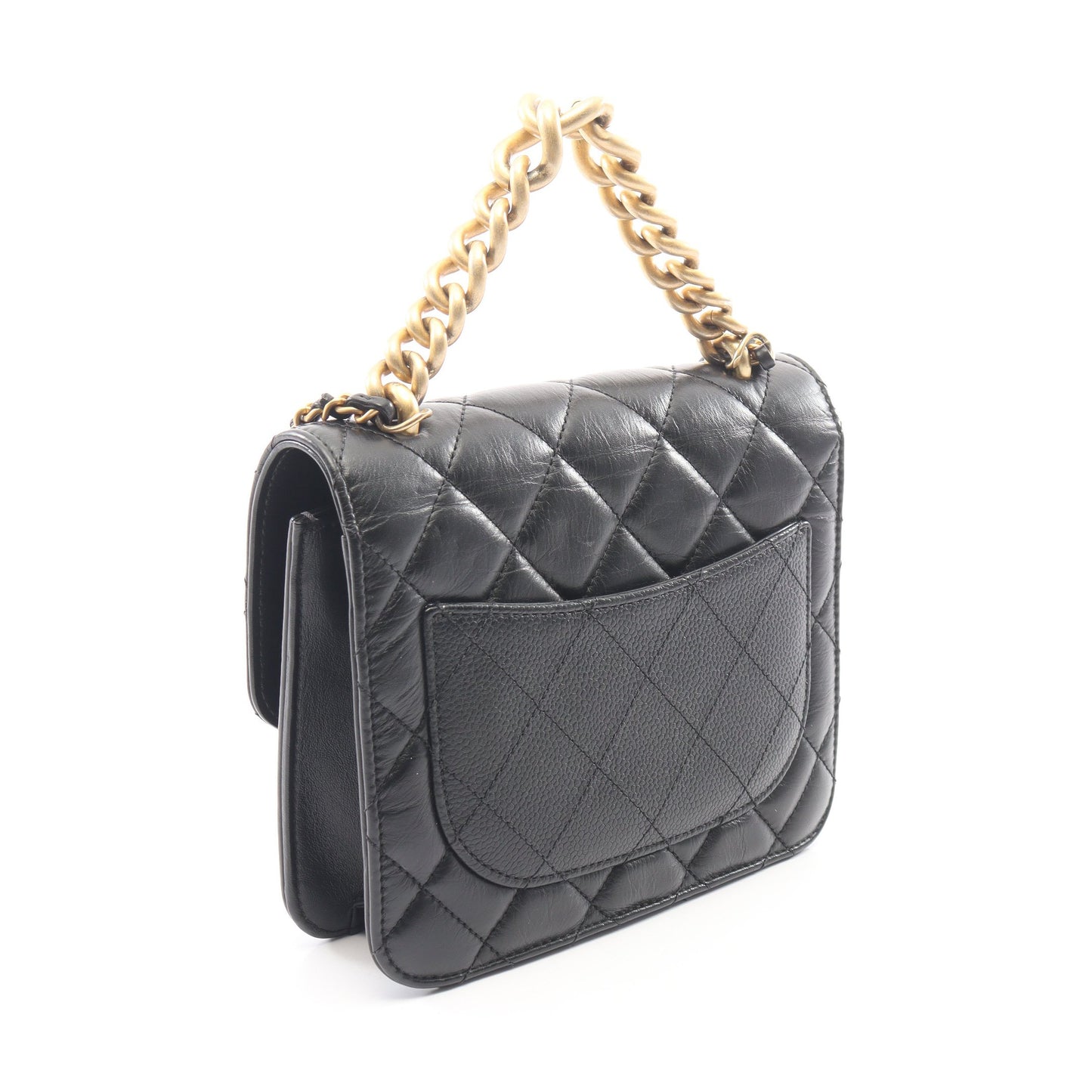 マトラッセ 2WAY チェーンショルダーバッグ レザー キャビアスキン ブラック ゴールド金具 シャネル バッグ CHANEL