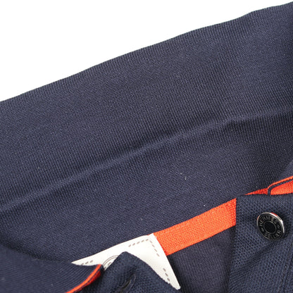 ドゥブル ジュ セリエ ポロシャツ コットン ネイビー オレンジ エルメス