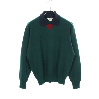 襟付き ニット カシミヤ グリーン ネイビー ボルドー エルメス