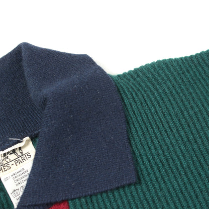 襟付き ニット カシミヤ グリーン ネイビー ボルドー エルメス