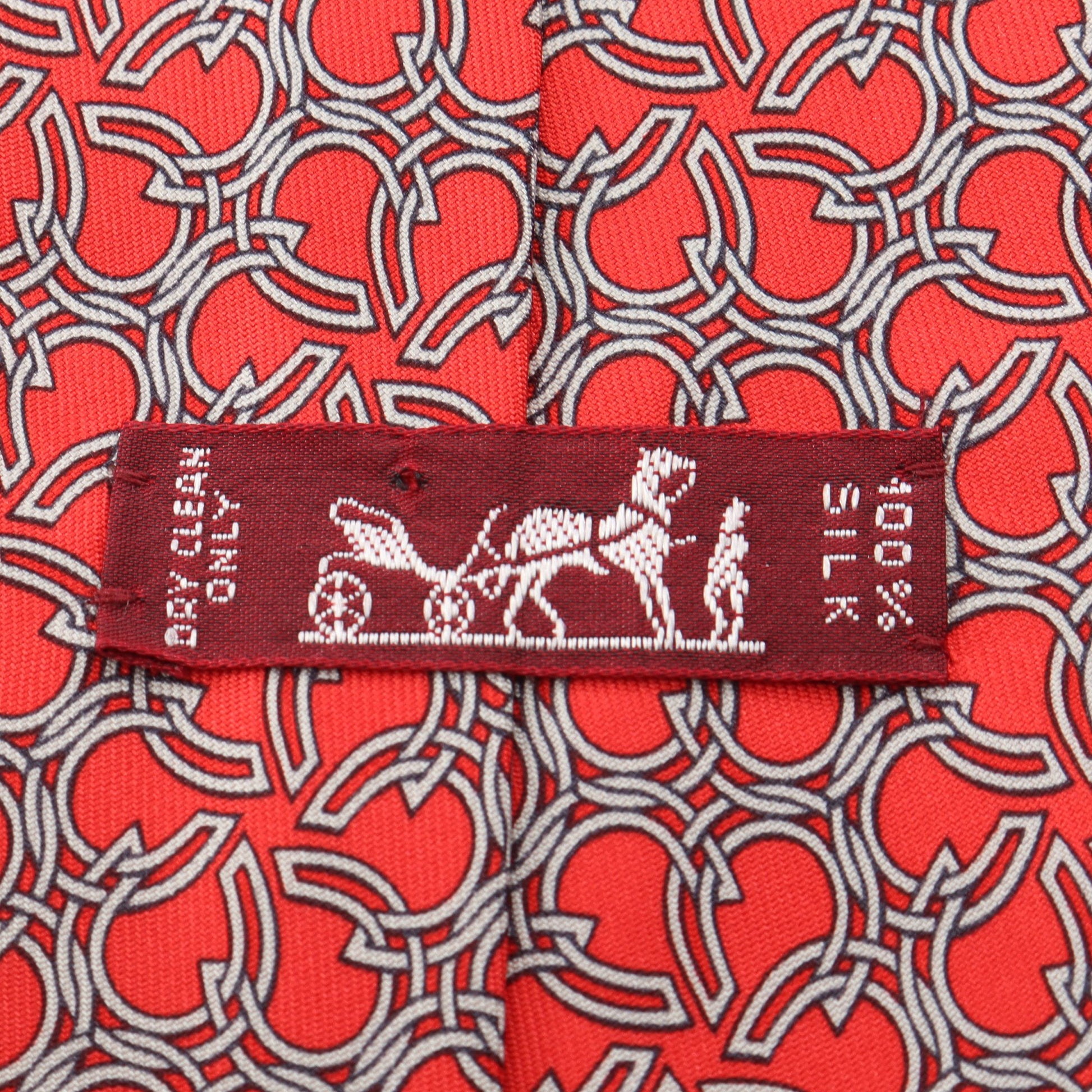 総柄 ネクタイ シルク レッド グレー エルメス 財布・小物 HERMES
