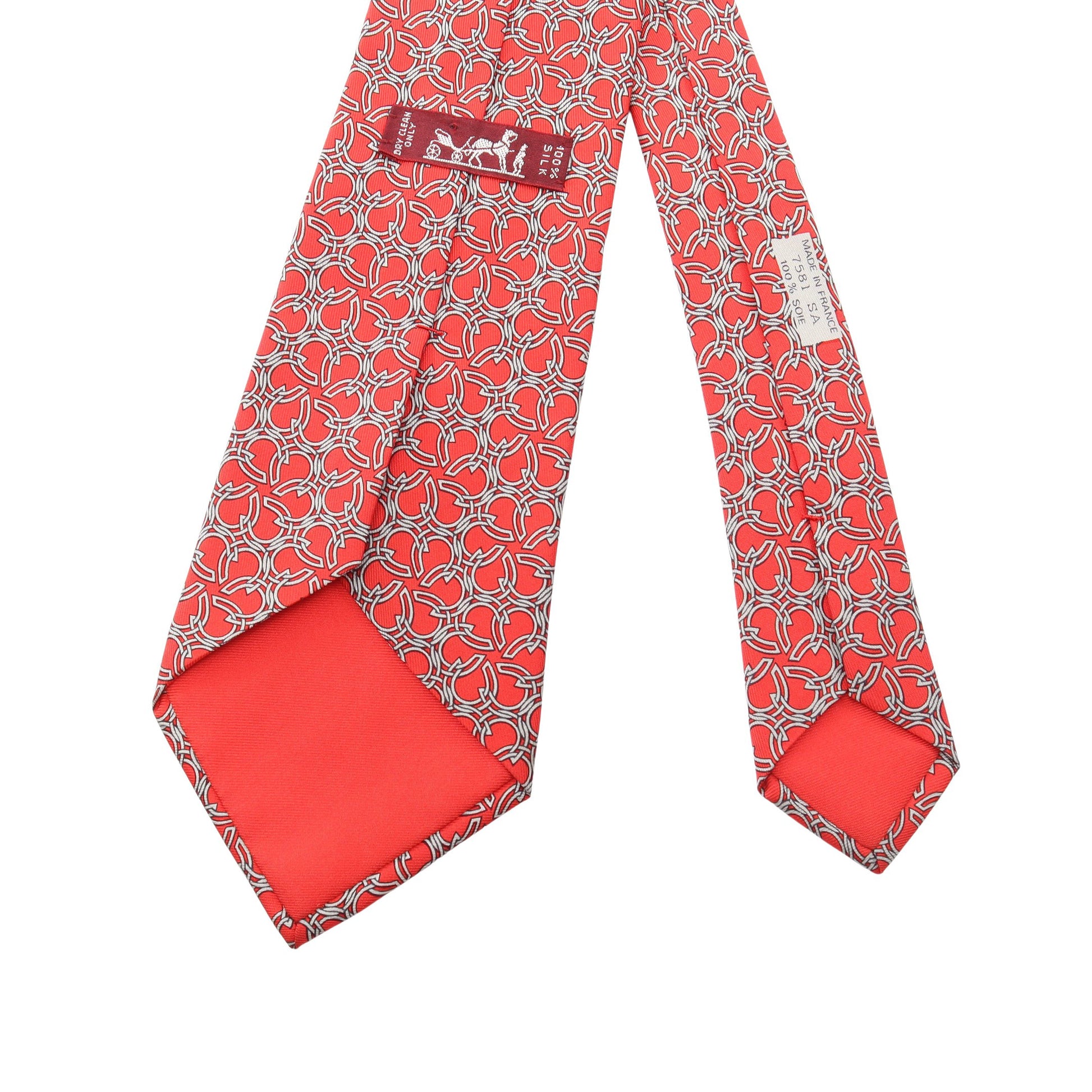 総柄 ネクタイ シルク レッド グレー エルメス 財布・小物 HERMES