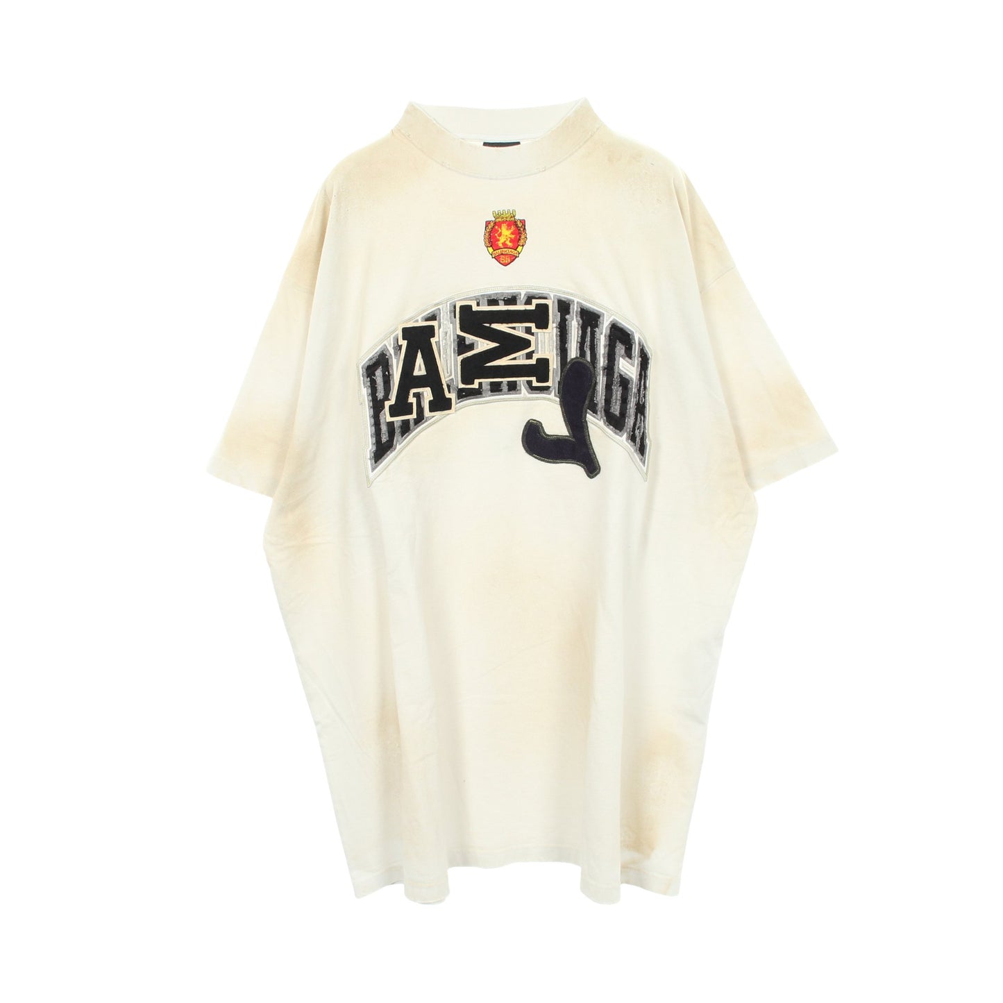Crash Dust Patch Tee ユーズド加工 ダメージ加工 半袖Tシャツ コットン ライトブルー バレンシアガ