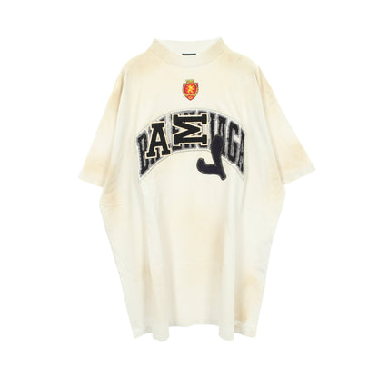Crash Dust Patch Tee ユーズド加工 ダメージ加工 半袖Tシャツ コットン ライトブルー バレンシアガ