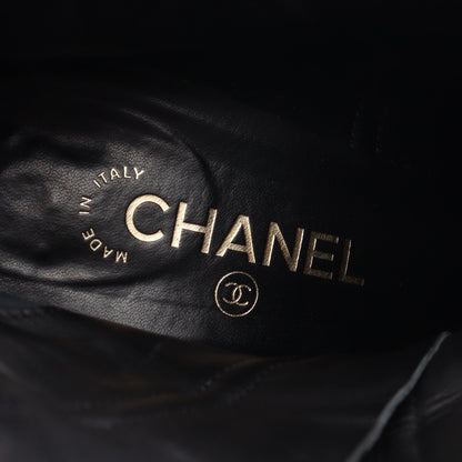 マトラッセ チェーン ロング ブーツ レザー エナメルレザー ブラック シャネル シューズ CHANEL