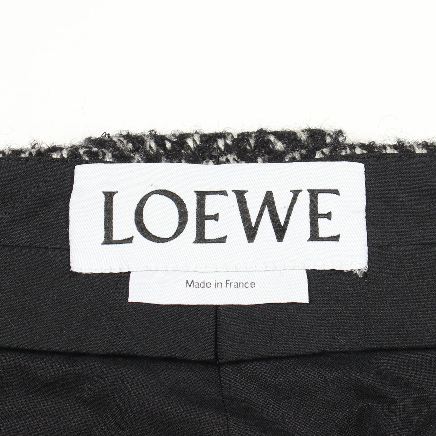 ヘリンボーン パンツ ウール ブラック オフホワイト ロエベ ボトムス LOEWE