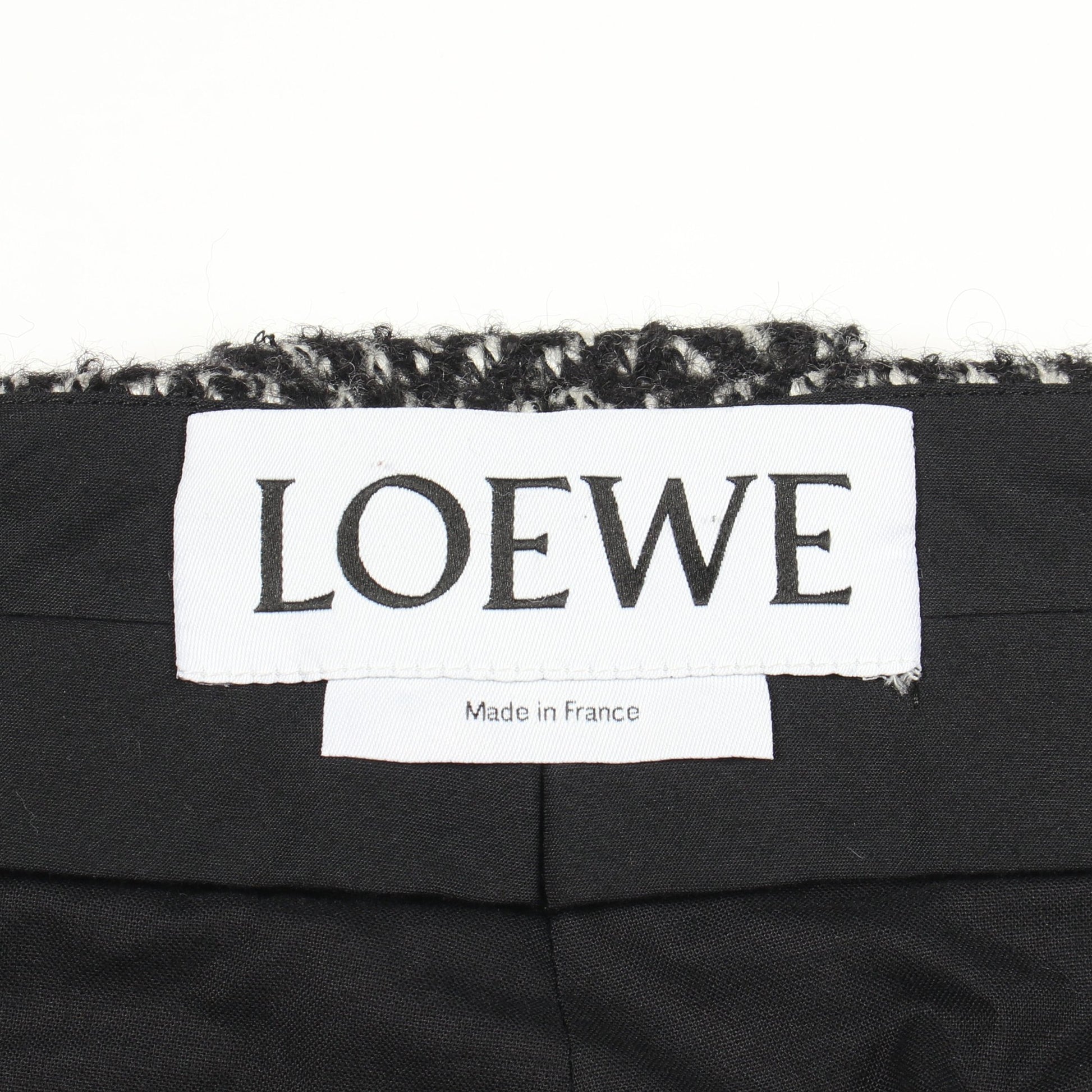 ヘリンボーン パンツ ウール ブラック オフホワイト ロエベ ボトムス LOEWE