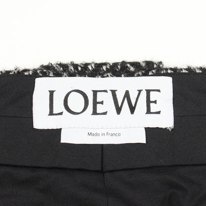 ヘリンボーン パンツ ウール ブラック オフホワイト ロエベ ボトムス LOEWE