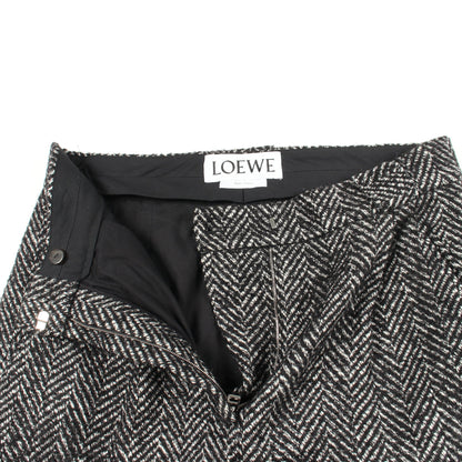 ヘリンボーン パンツ ウール ブラック オフホワイト ロエベ ボトムス LOEWE