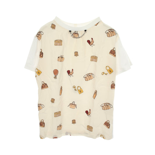 トラベルグラフィック チェーン付き 半袖Tシャツ コットン シルク オフホワイト マルチカラー ルイヴィトン トップス LOUIS VUITTON