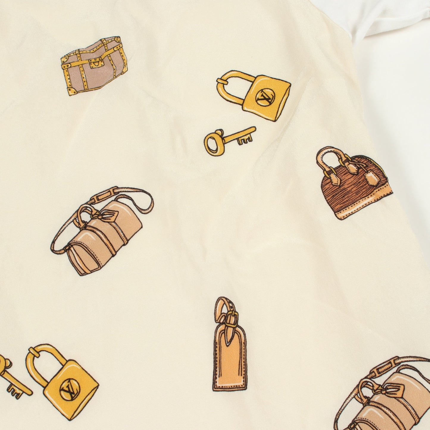 トラベルグラフィック チェーン付き 半袖Tシャツ コットン シルク オフホワイト マルチカラー ルイヴィトン