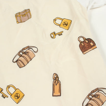トラベルグラフィック チェーン付き 半袖Tシャツ コットン シルク オフホワイト マルチカラー ルイヴィトン