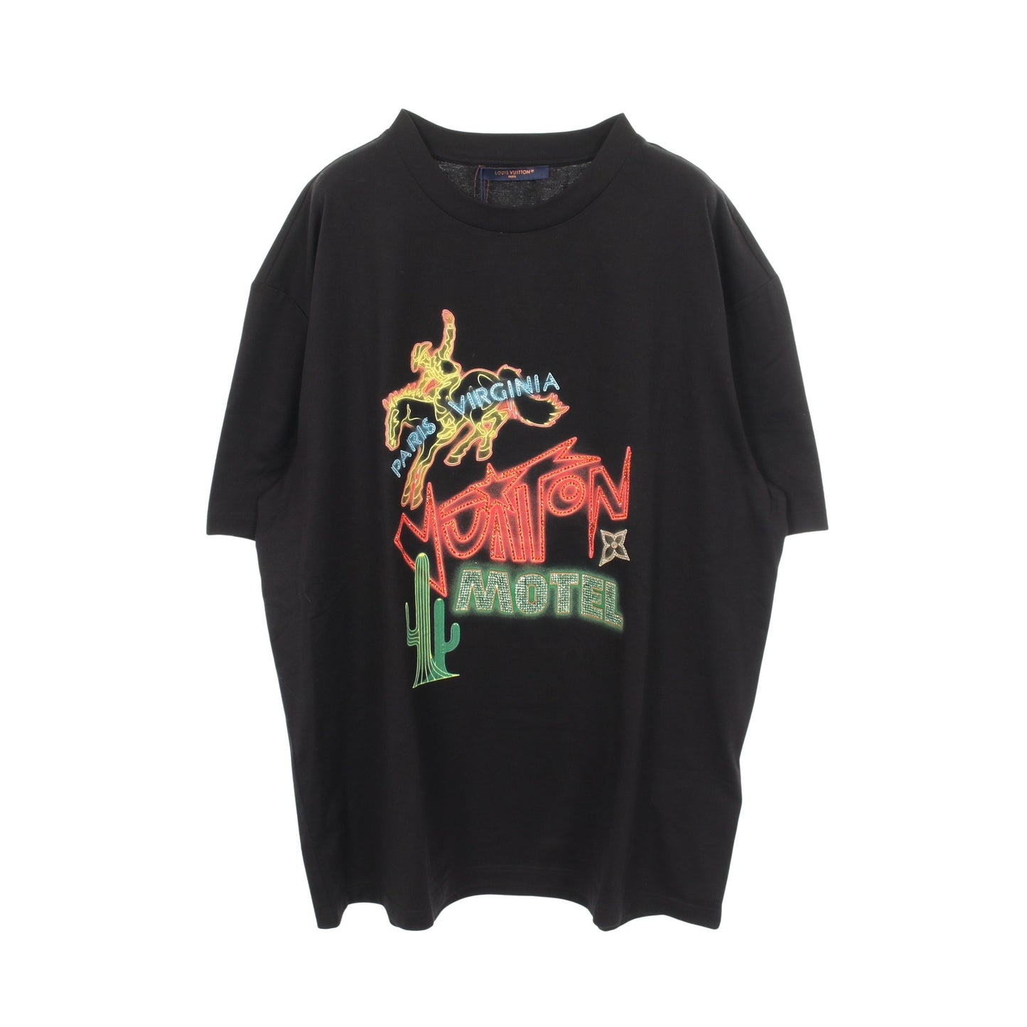 グラフィックエンベリッシュド 半袖Tシャツ コットン ブラック マルチカラー ルイヴィトン