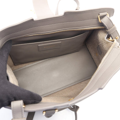ベイビー カバス モノグラム 2WAY ハンドバッグ レザー グレー サンローランパリ