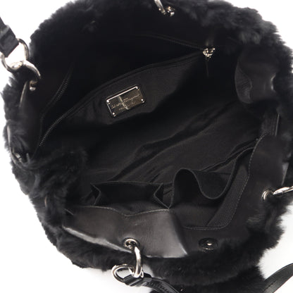 ヴァラリボン ハンドバッグ ファー レザー ブラック フェラガモスポーツ バッグ Salvatore Ferragamo SPORT