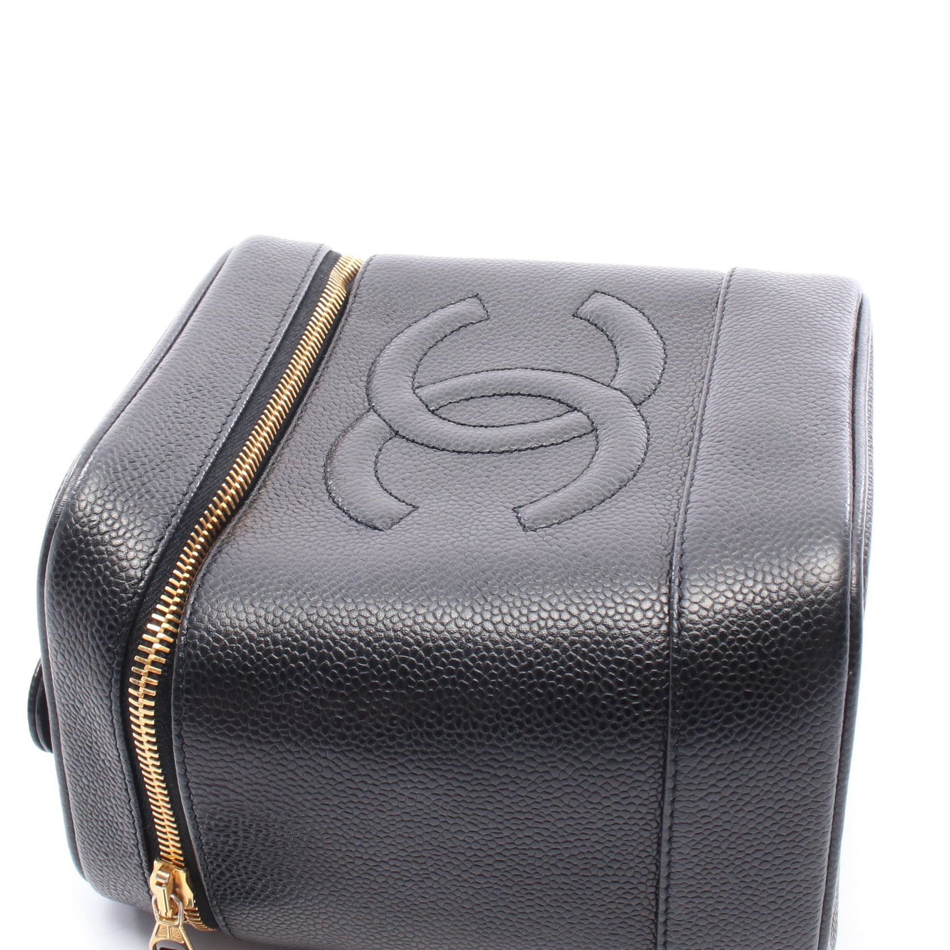 ココマーク ハンドバッグ バニティバッグ キャビアスキン ブラック ゴールド金具 シャネル バッグ CHANEL