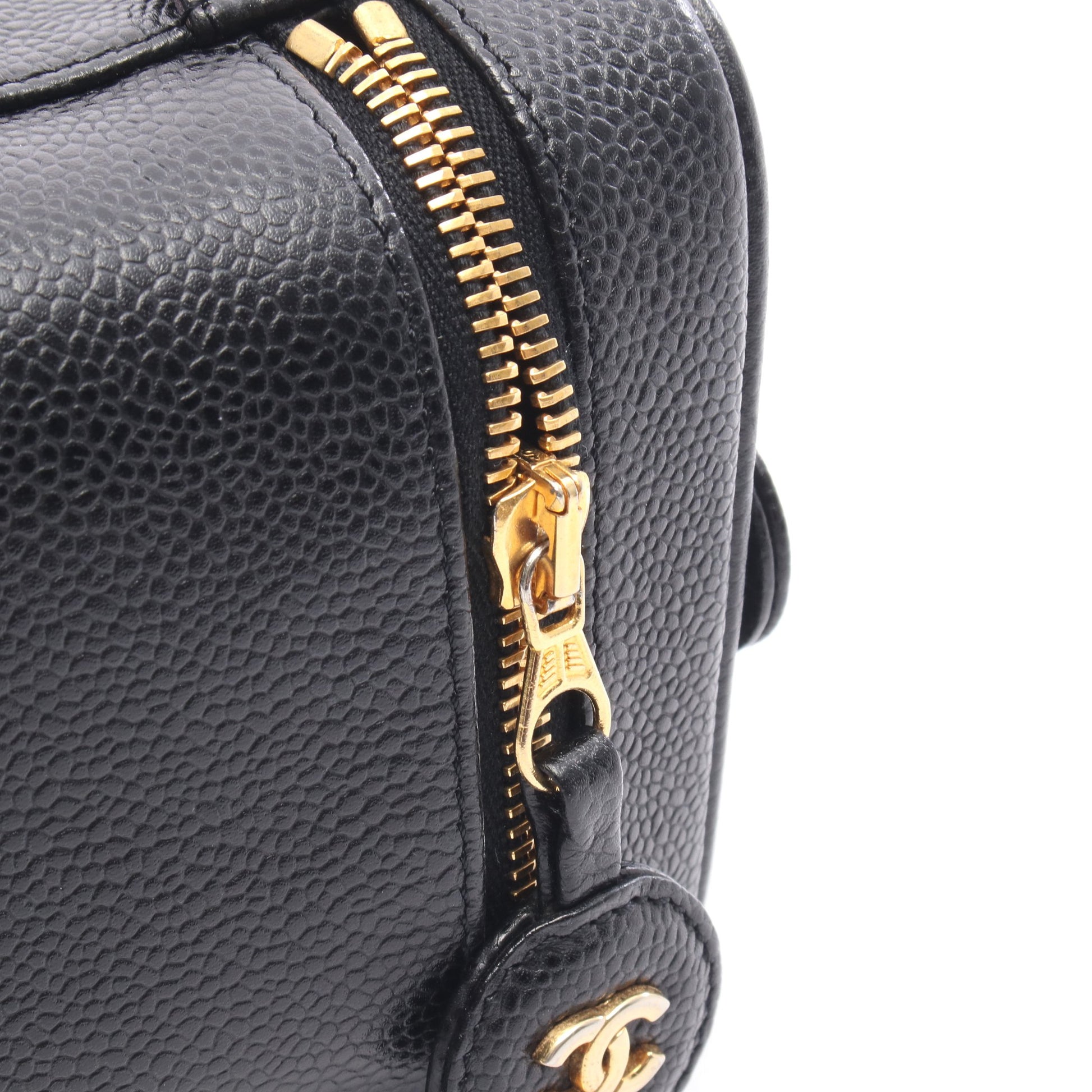 ココマーク ハンドバッグ バニティバッグ キャビアスキン ブラック ゴールド金具 シャネル バッグ CHANEL