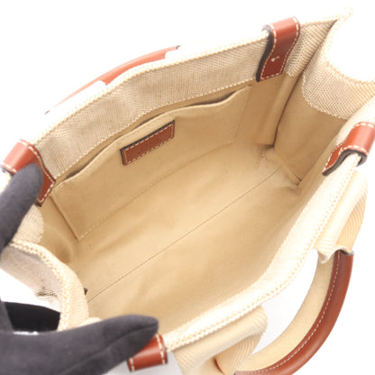 WOODY ウッディ スモール ハンドバッグ キャンバス レザー ベージュ ブラウン クロエ