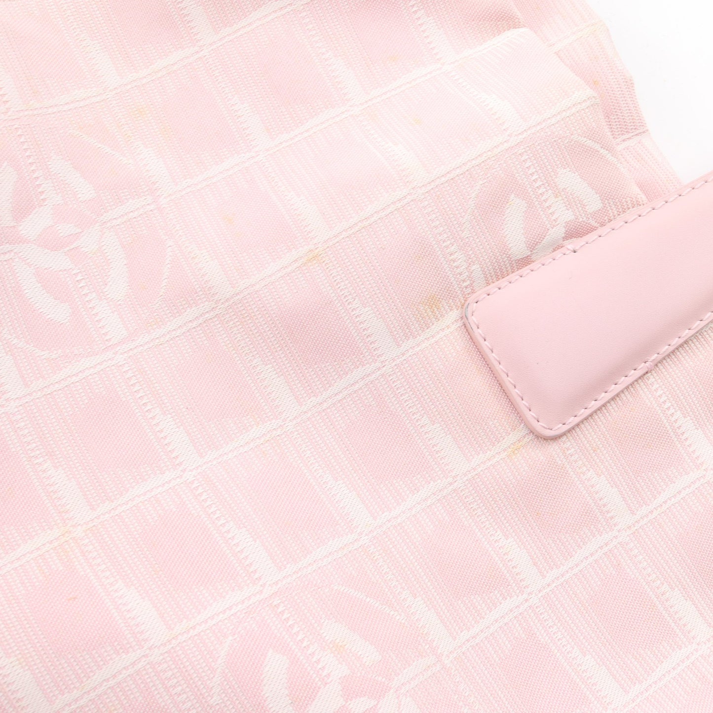 ニュートラベルラインMM ハンドバッグ トートバッグ ナイロンキャンバス レザー ピンク ゴールド金具 シャネル