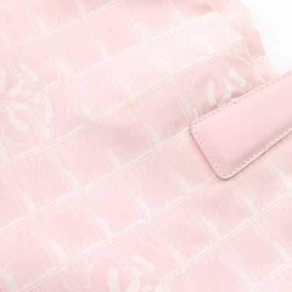 ニュートラベルラインMM ハンドバッグ トートバッグ ナイロンキャンバス レザー ピンク ゴールド金具 シャネル