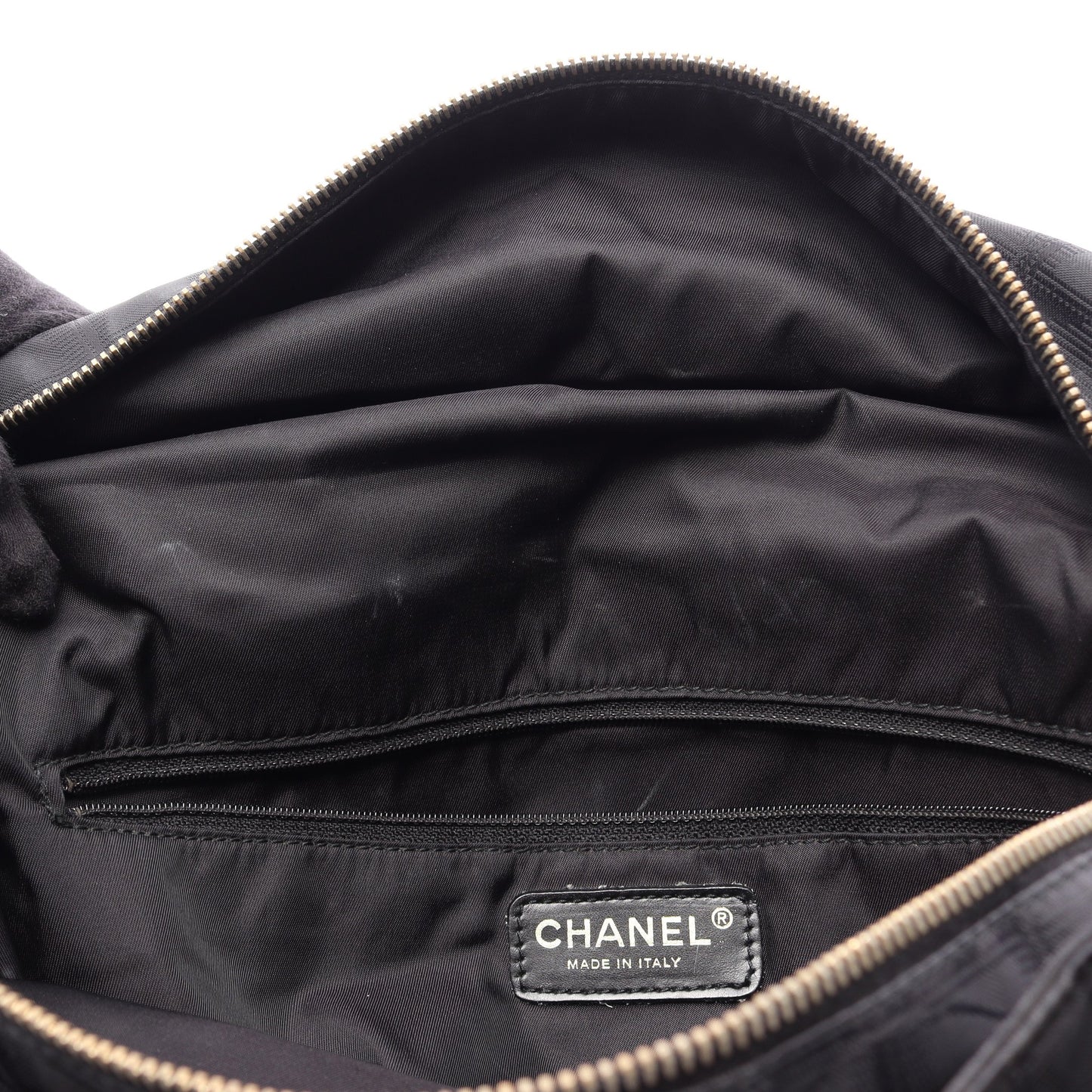ニュートラベルラインGM ショルダーバッグ トートバッグ ナイロンキャンバス レザー ブラック ゴールド金具 シャネル