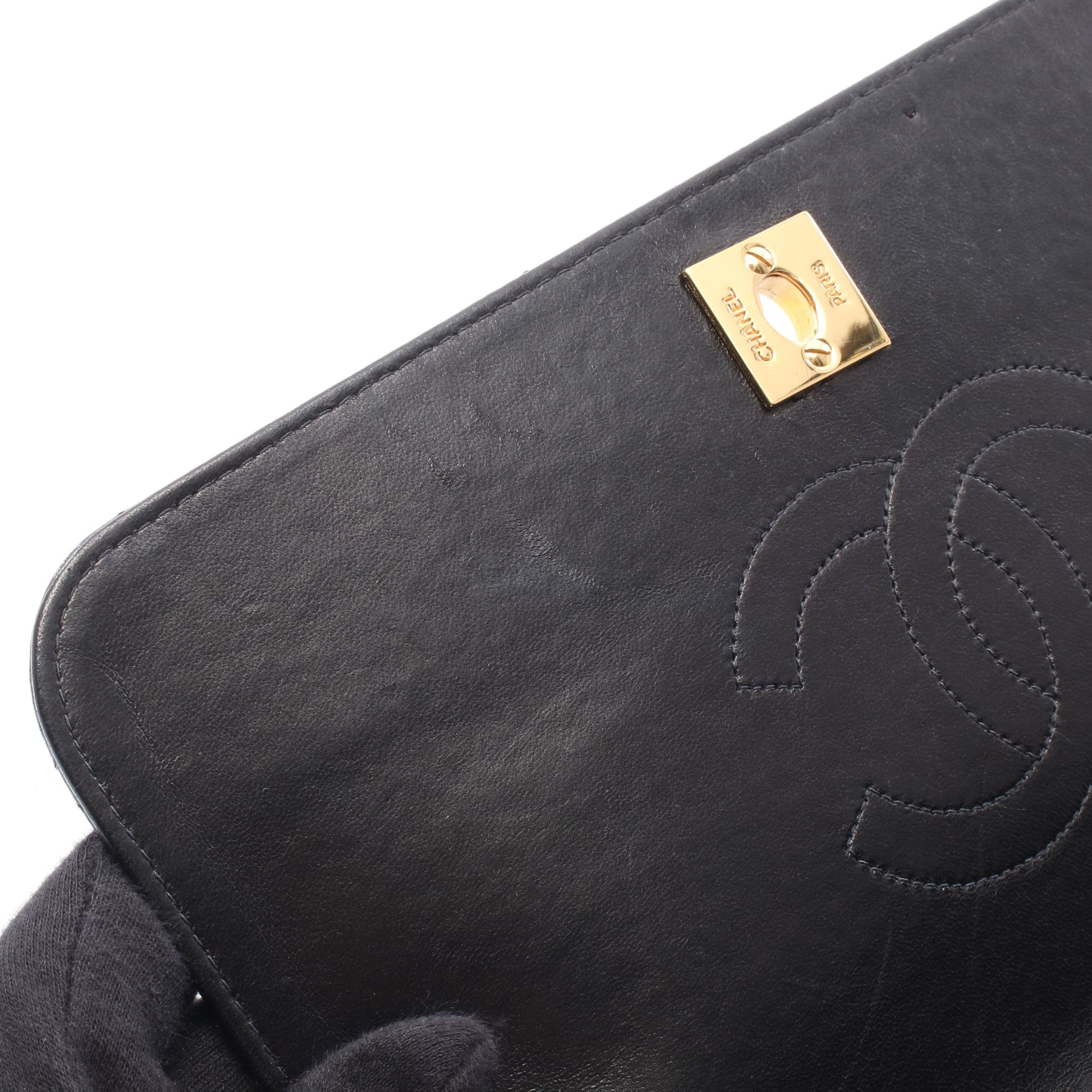 フルフラップ マトラッセ チェーンショルダーバッグ ラムスキン ブラック ゴールド金具 シャネル バッグ CHANEL