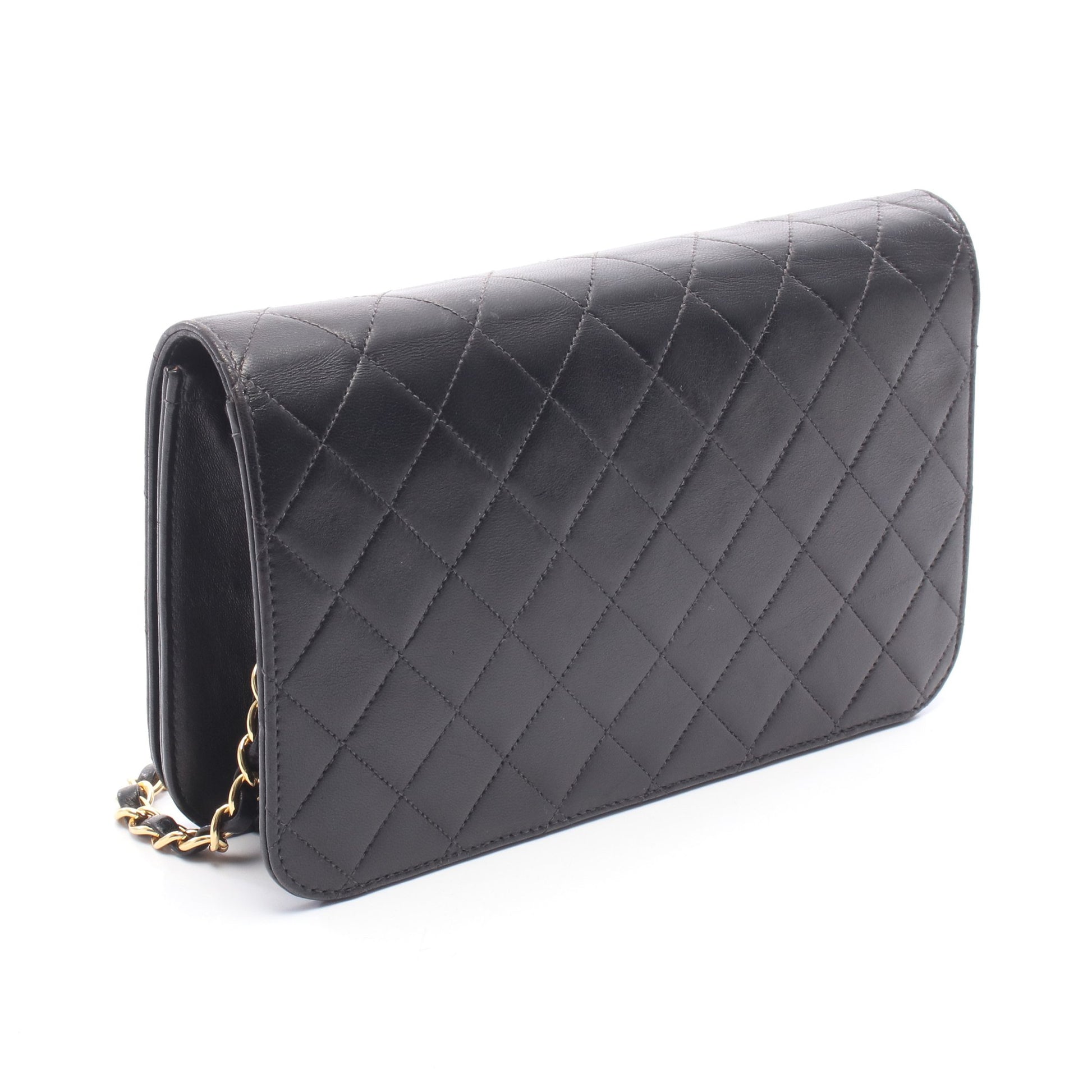 フルフラップ マトラッセ チェーンショルダーバッグ ラムスキン ブラック ゴールド金具 シャネル バッグ CHANEL